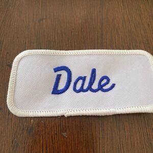 Dale Name Patch Embroidered White‎ Royal Blue Stitch Iron-On Personalized